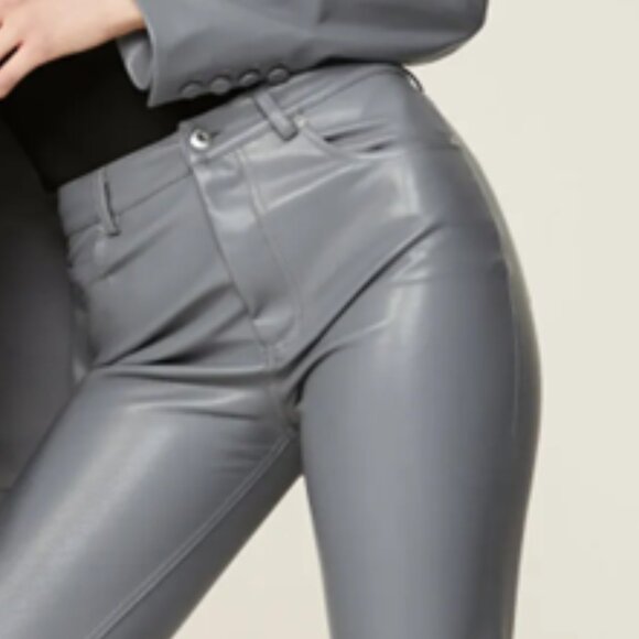 $375 Jonathan Simkhai river Faux Leather Pants gray 2 - Picture 1 of 9